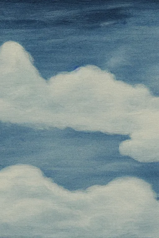 Prompt: An illustration of a cloud-filled sky in the style of Goyō Hashiguchi in high resolution.