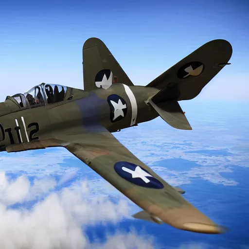 Image similar to an epic dogfight between a f 4 f - 4 wildcat and a mitsubischi a 6 m 2 b - 2 1 zero, full colour, 8 k cinematic photography, explosions in the background, parachutes, ultra realistic digital art, unreal engine