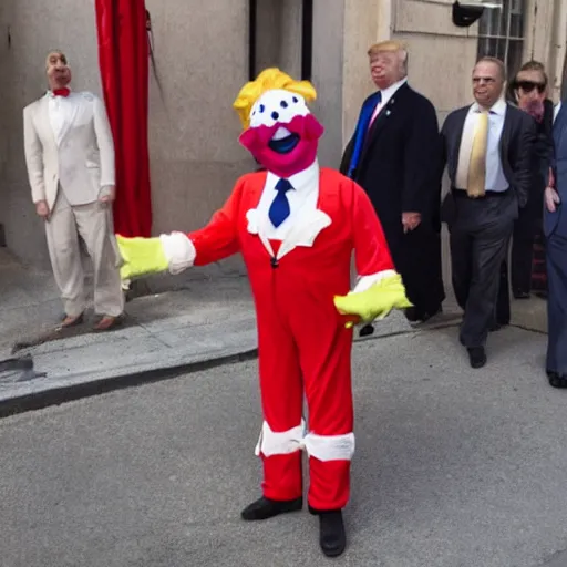 Prompt: donald trump in a clown suit