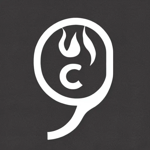 Image similar to bold pictogram logo of fire, black and white, smooth curves