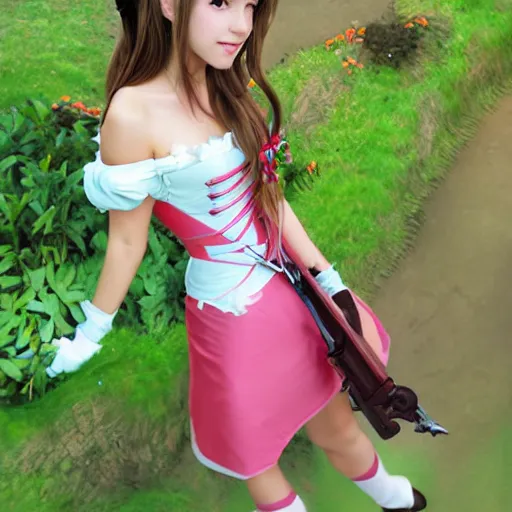 Image similar to aerith gainsborough by chengwei pan