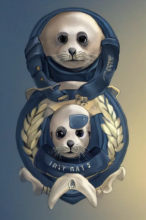 Image similar to A cute seal shown in navy uniform, digital art, extremely detailed, portrait, trending on artstation