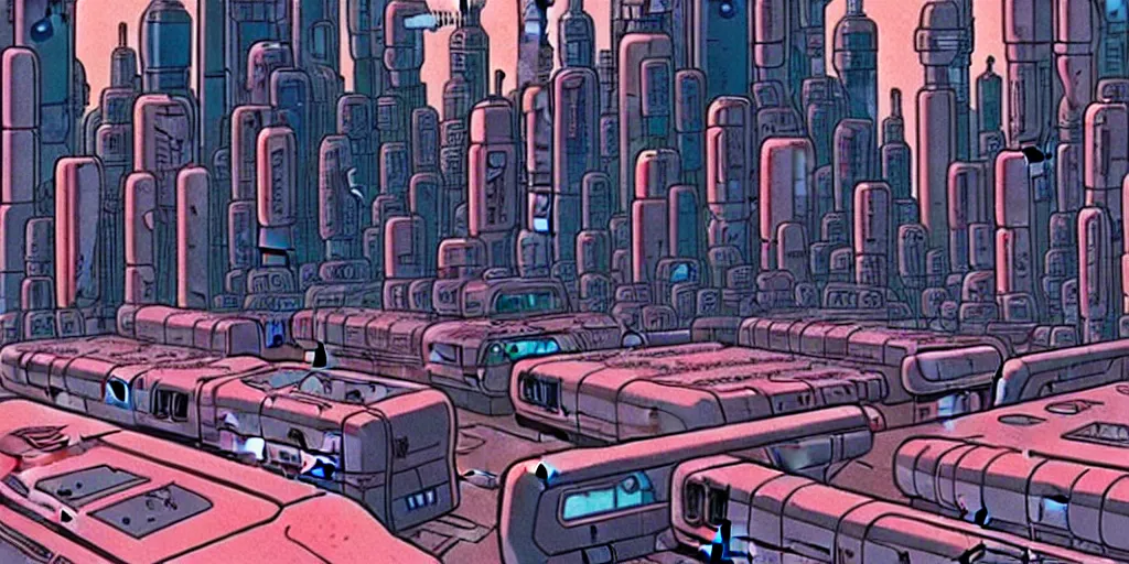 Image similar to mechanical futuristic city in the style of Akira!