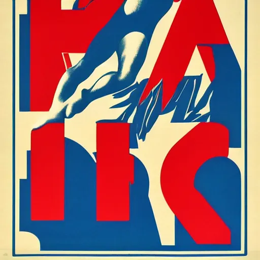 Image similar to year 1 9 2 8 poster for swimming. red and blue