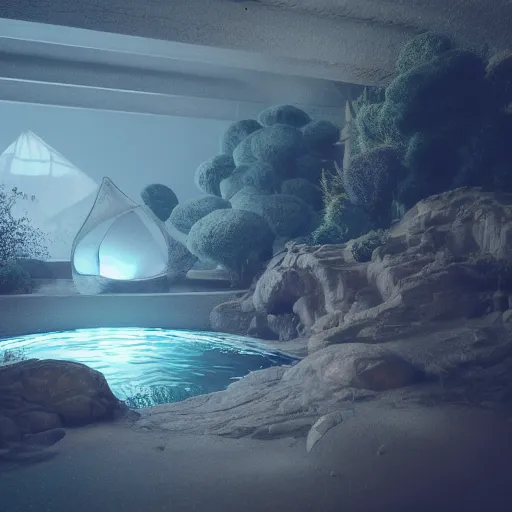 Prompt: A Liminal Space wilth pools, 3D, artstation, render, model, rtx