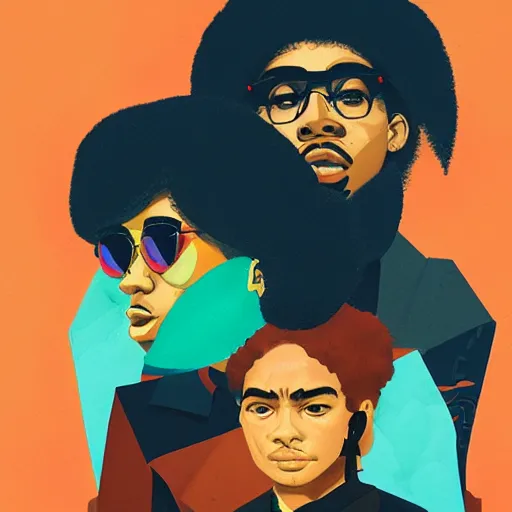 Prompt: The Migos profile picture by Sachin Teng, asymmetrical, Organic Painting , Matte Painting, geometric shapes, hard edges, graffiti, street art:2 by Sachin Teng:4