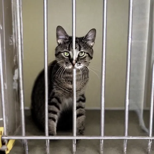 Image similar to cat in prison, sad face