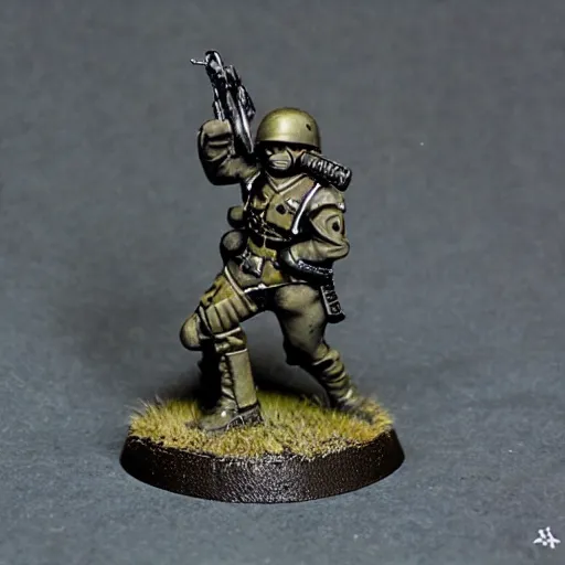 Image similar to an excited Death Korps of Kreig soldier