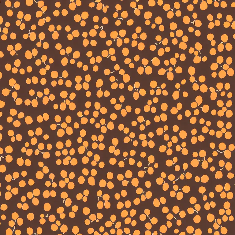 Prompt: repeating fabric pattern, minimalistic, miniature tiny orange and peach color flowers, brown vines and leaves