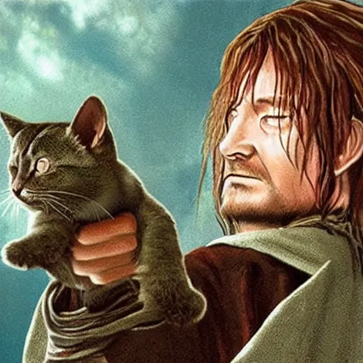 Image similar to lord of the rings boromir as a cat