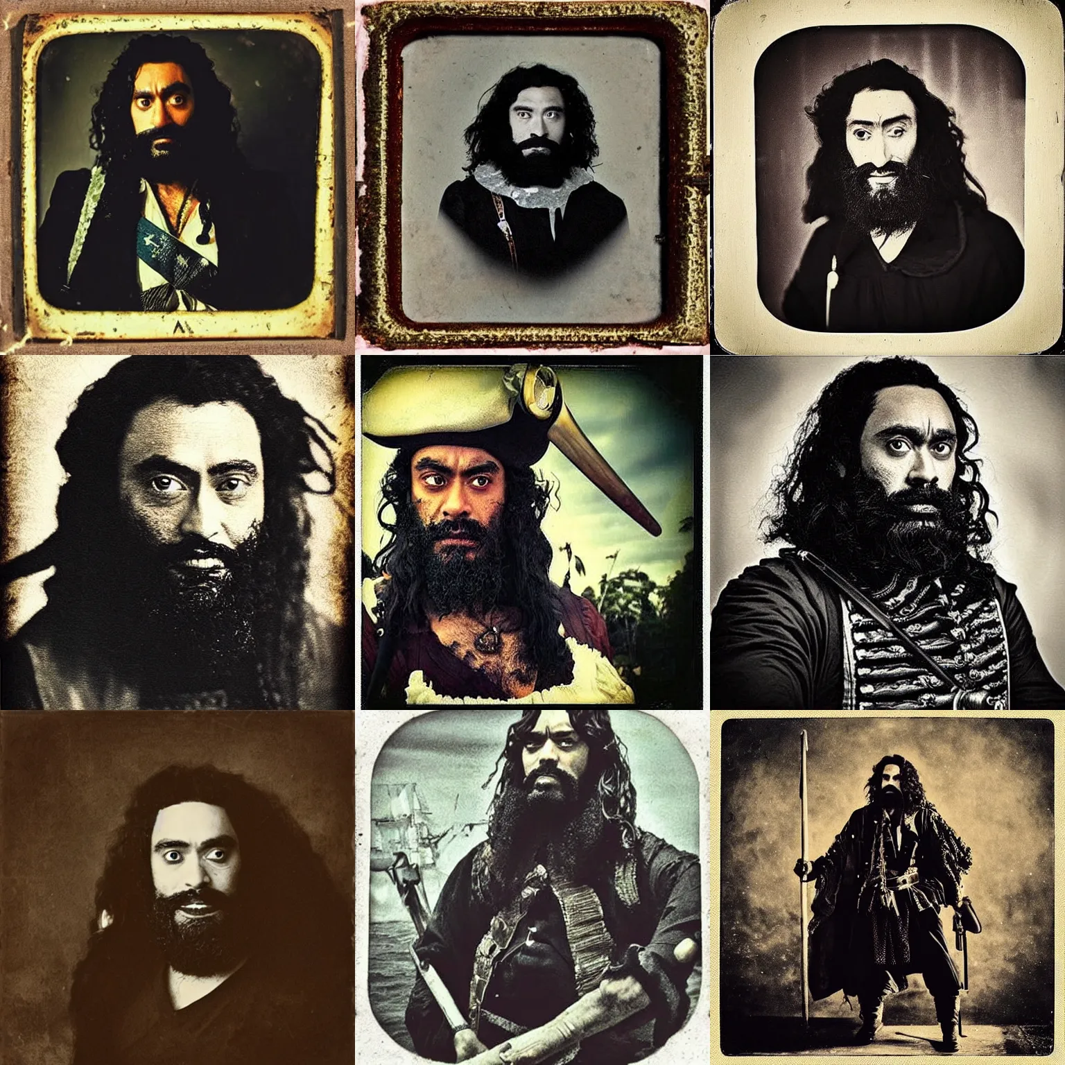Prompt: “vintage daguerreotype photo og taika waititi as blackbeard from our flag means death”