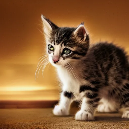 Prompt: kitten dramatic lighting cinematic establishing shot 4k ultra HD photo realistic