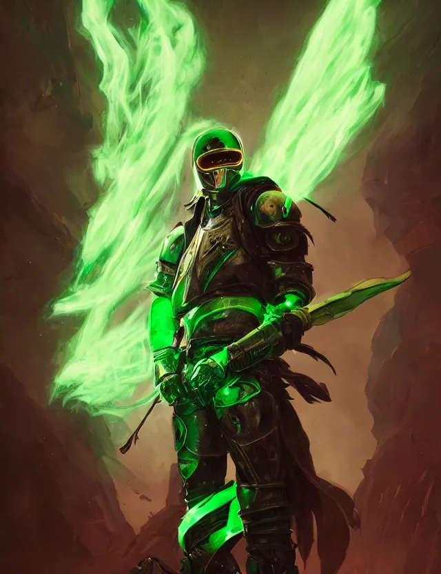 Prompt: cyberpunk masked knight in jade coloured cyberpunk armour alight with green flames, by frank fazetta and peter mohrbacher, trending on artstation, digital art, 4 k resolution, detailed, high quality, hq artwork, character concept, character full body portrait