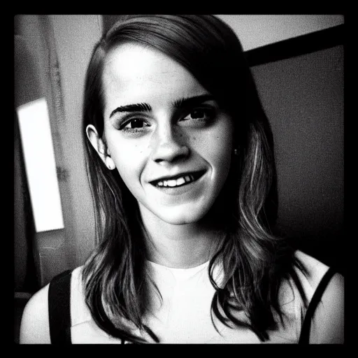 Image similar to Emma Watson as Hermione Granger. Instagram post. Happy. Smiling. #lol