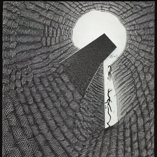 Image similar to empty dark black void, extremely detailed intricate masterpiece by dr. seuss and max ernst