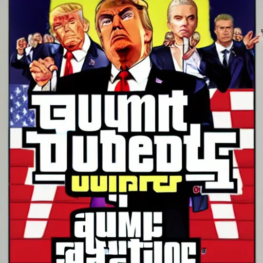 Image similar to donald trump as a mob boss, gta 5 cover