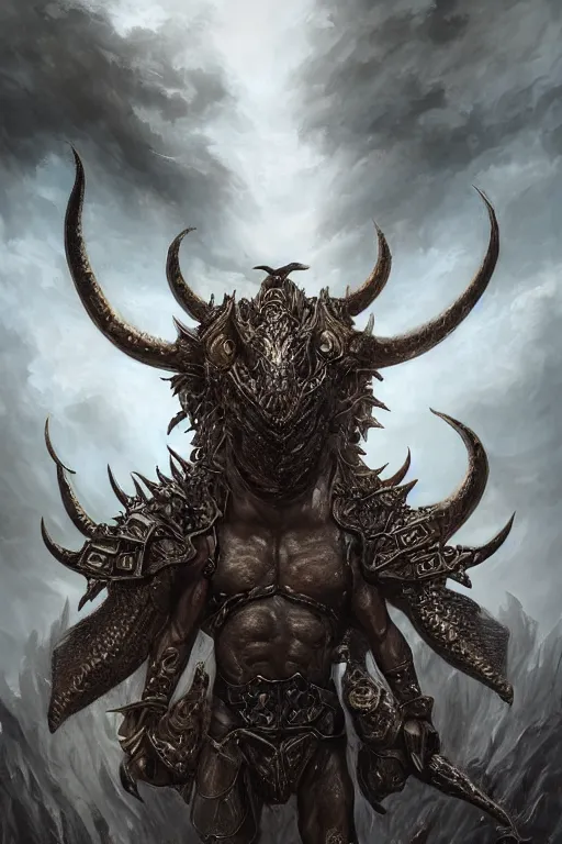 Prompt: ultra realist and ultra intricate detailed soft painting of a miniature muscled minotaur wearing gothic ornamented armor pieces and claymore and fighting in the jaw of a gigantic wyrm dragon, symmetry features, huge teeths, sensual gloomy style, soft painting, volumetric clouds, cyberpunk background, artstation, Boris Vallejo artstyle, unreal render, depth of field
