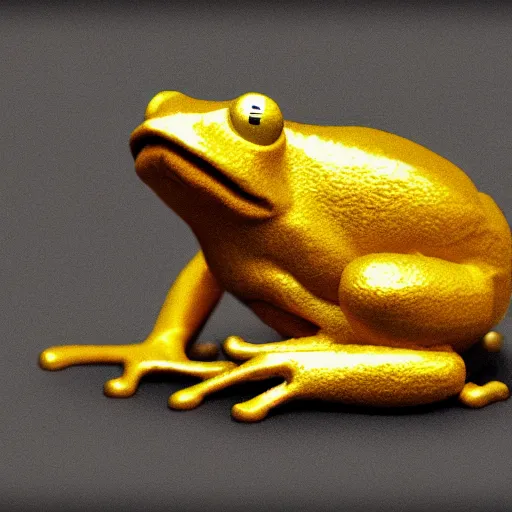 Prompt: a golden frog standing on a lotus, digital art, trending on artstation