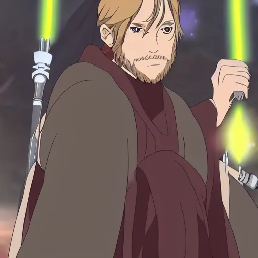 Image similar to Obi-Wan Kenobi as an anime character from Mappa. Extremely detailed. Beautiful. 4K.