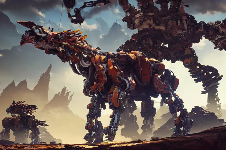 Image similar to shell - walker machine mecha animal beast robot of horizon forbidden west horizon zero dawn bioluminiscence global illumination ray tracing hdr fanart arstation by sung choi and eric pfeiffer and gabriel garza and casper konefal