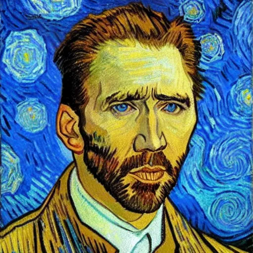 Image similar to nicolas cage portrait, van gogh