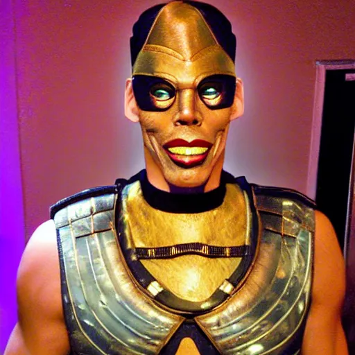 Image similar to Apophis from Stargate SG1, posing at a drag show