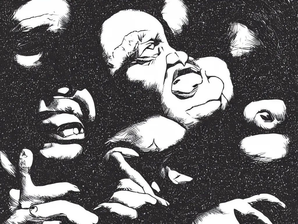 Image similar to ( ( ( ( ( portrait of danny devito in black hole by charles burns ) ) ) ) ) by charles burns!!!!!!!