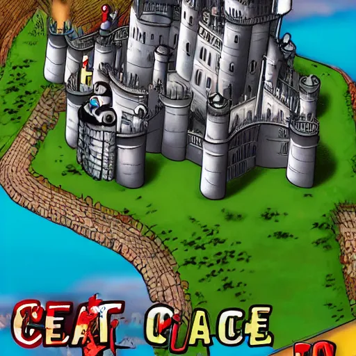 Prompt: screenshot of a giant castle from the anime one piece