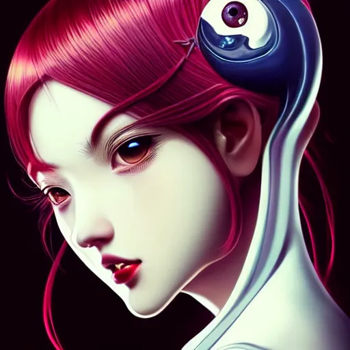 Prompt: film still quirky demented woman happily gouging out eyeball short silky hair velvet film occlusion shadow specular reflection rim light unreal engine artstation pinterest art by hiroaki samura range murata and ilya kuvshinov intricate highly detailed 8 k art deco illustration realistic highdef ornate baroque roccoco extremely beautiful shape of face neck shoulders eyes glass