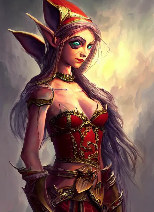 Image similar to an epic fantastic realism portrait painting of a fantasy elf woman, concept art, dynamic lighting, rpg portrait, DAZ