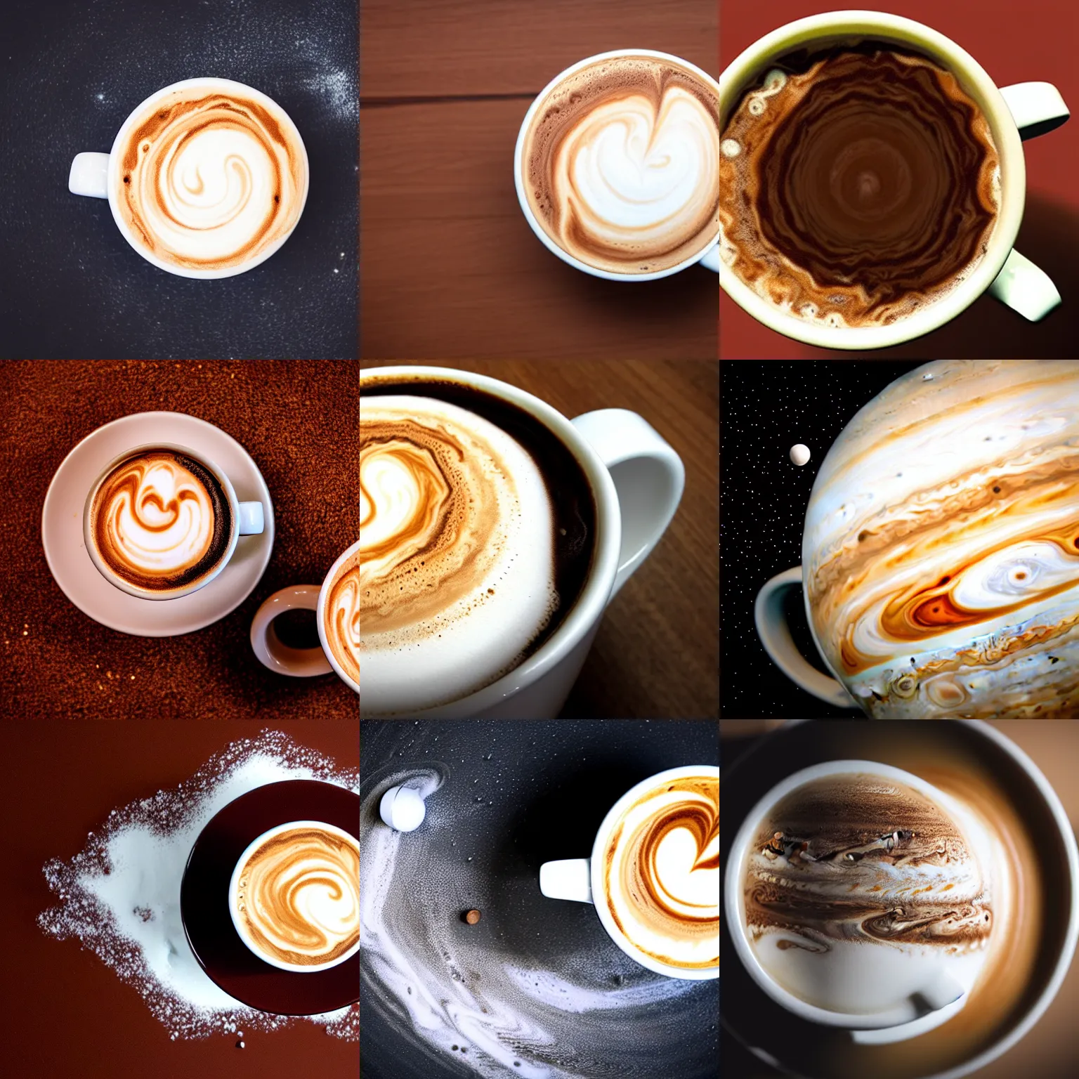 Image similar to The planet Jupiter as cream and foam on a cup of coffee