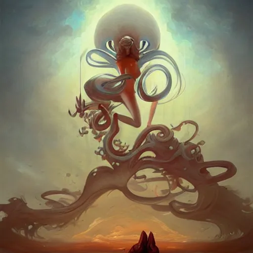 Image similar to an amazing piece of art by Peter Mohrbacher, 🐙