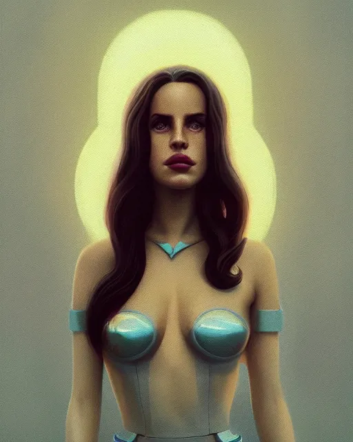 Image similar to portrait of lana del rey as a cyborg. intricate abstract. intricate artwork, by tooth wu, wlop, beeple, dan mumford. concept art, octane render, trending on artstation, greg rutkowski very coherent symmetrical artwork. cinematic, key art, hyper realism, high detail, octane render, 8 k, iridescent accents