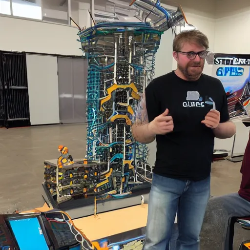 Image similar to Steve from Gamers Nexus showing how to build a super-collider