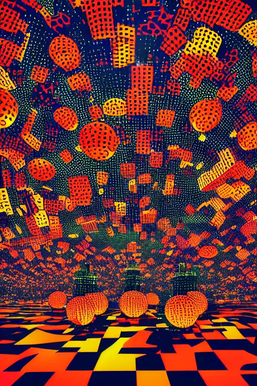 Image similar to tokyo city, aesthetic, fantasy pop art, by mike swiderek, jorge lacera, ben lo, tyler west, yayoi kusama, ultrarealistic, sharp focus, intricate