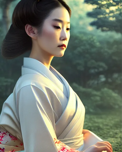 Image similar to a beautiful okinawa girl wear elegant yukata in festival | | summer night, realistic shaded, pleasant face, good looking, fine details, 4 k realistic, cryengine, realistic shaded lighting poster by greg rutkowski, magali villeneuve, artgerm, jeremy lipkin and michael garmash and rob rey