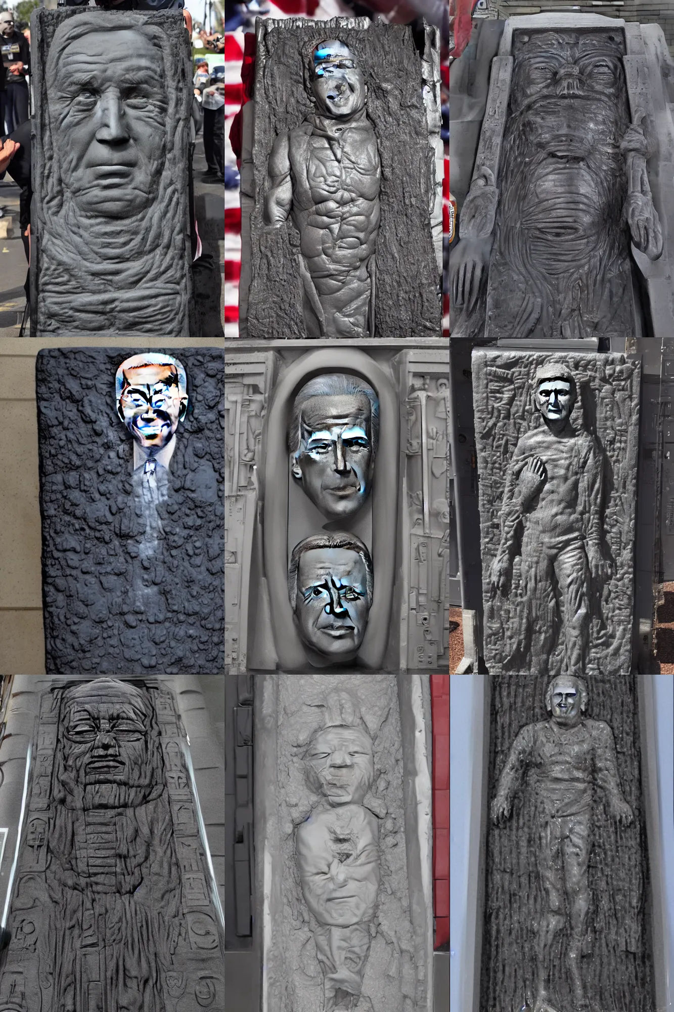 Prompt: Joe Biden encased in carbonite