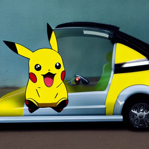 Prompt: pikachu shaped car