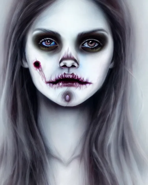 Prompt: detailed portrait ghost Girl, undead, nightime, painted, Perfect face, fine details, realistic shaded, fine-face, pretty face