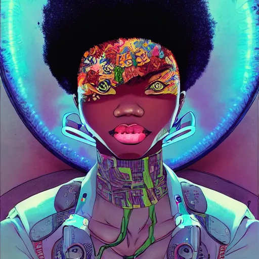Prompt: citizen afropunk soft light painted by james jean and katsuhiro otomo and erik jones, inspired by akira anime, smooth face feature, intricate oil painting, high detail illustration, sharp high detail, manga and anime 1 9 9 9