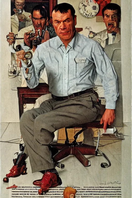 Prompt: Butch Coolidge from Pulp Fiction painted by Norman Rockwell