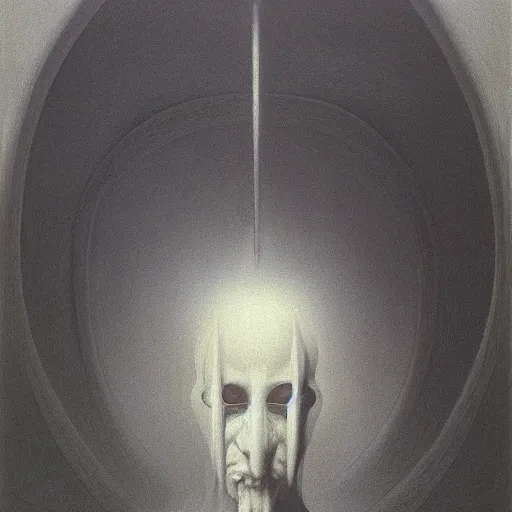 Image similar to zealot by Zdzisław Beksiński, oil on canvas