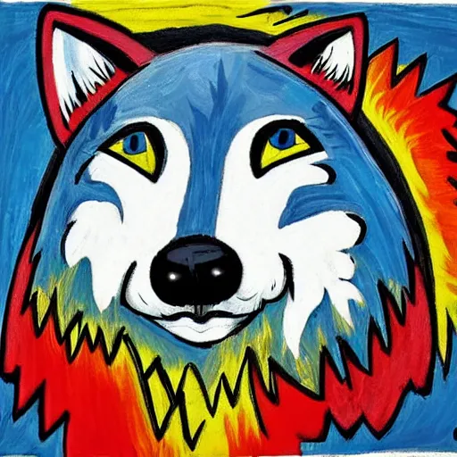 Image similar to retarded wolf, expressionism