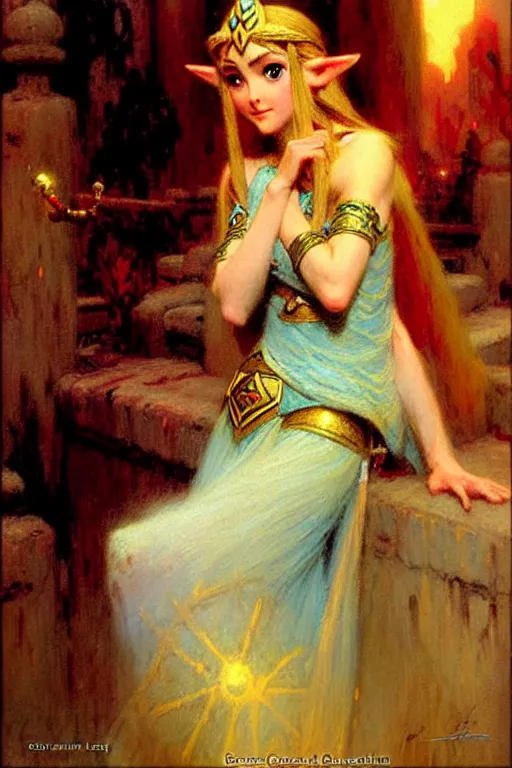 Image similar to princess zelda by gaston bussiere