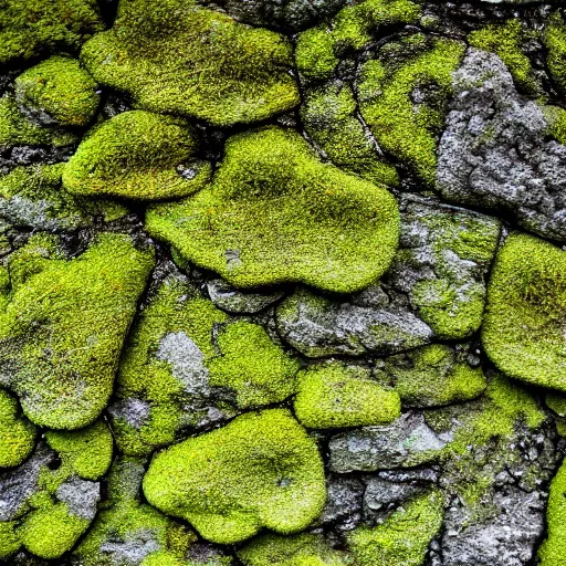 Image similar to rock wall covered with moss. dew droplets forming the shape of a dachshund. macro photography