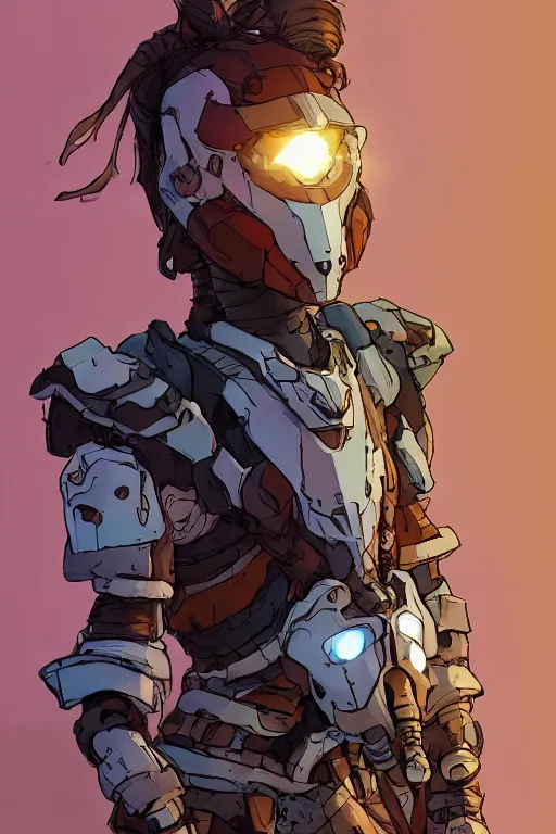 Image similar to combination suit armor aloy horizon forbidden west horizon zero dawn robot ninja mask helmet backpack tribal, art gta 5 comics, official fanart behance hd artstation by jesper ejsing, by rhads, makoto shinkai and lois van baarle, ilya kuvshinov, ossdraws radiating a glowing aura cgi rtx 2 0 2 2