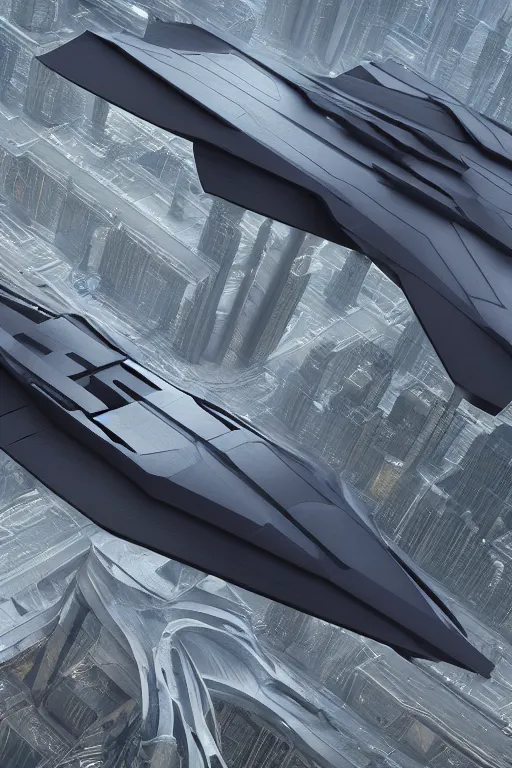 Prompt: professional landscape photograph of a large beautiful neo - futuristic matte symmetrical stealth bomber by joseph cross, denis villeneuve, emmanuel shiu, jeremy hanna, vapor, stunning cinematic architectural scale, dramatic, volumetric, concept art, hard surface, hyperrealism, very high detail, trending on artstation, sharp focus, rendered in octane