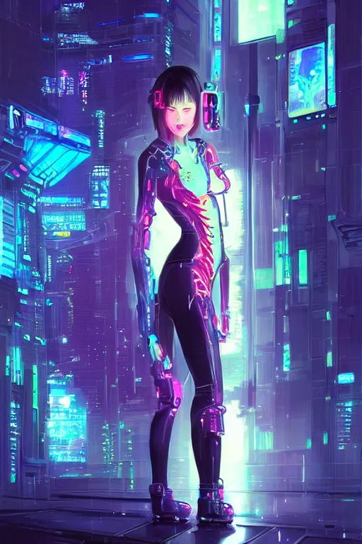 Prompt: portrait futuristic hi-energy cyberpunk young Guardian female, in futuristic heavily raindrop tokyo rooftop cyberpunk night, ssci-fi, fantasy, intricate, very very beautiful, elegant, neon light, highly detailed, digital painting, concept art, human anatomy, soft light, hdri, smooth, sharp focus, illustration, art by tian zi and craig mullins and alphonse mucha and WLOP