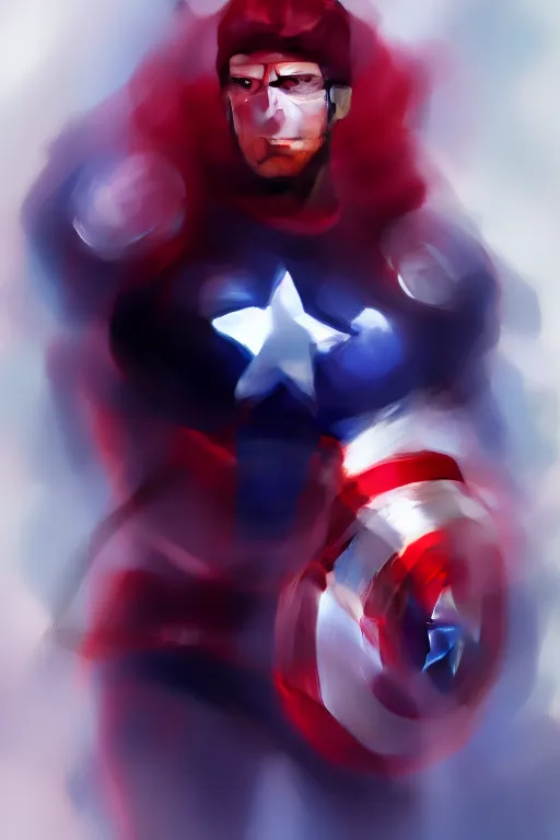 Image similar to Captain America high quality digital painting in the style of Cushart, Krenz