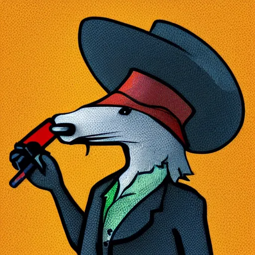 Image similar to a polygamous fox with a hat drinking beer and smoking e - cigarette, digital art, high details